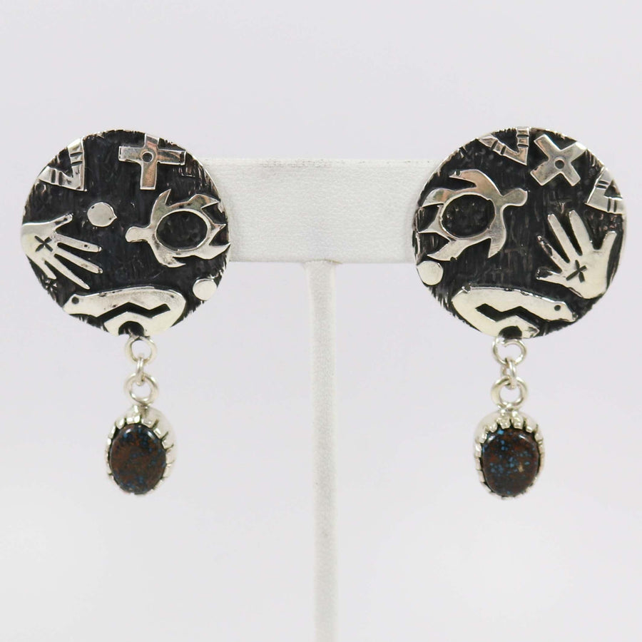 Apache Blue Turquoise Earrings by Kee Yazzie - Garland's