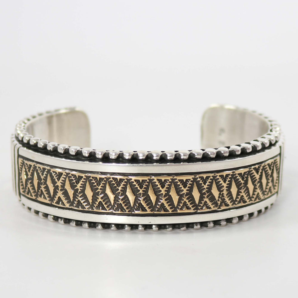 Gold on Silver Cuff by Johnathan Nez - Garland's