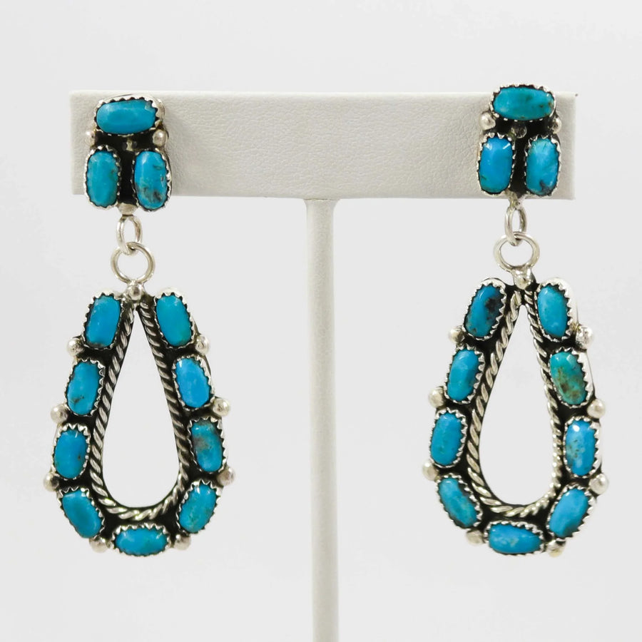 Kingman Turquoise Earrings by Fannie Begay - Garland's