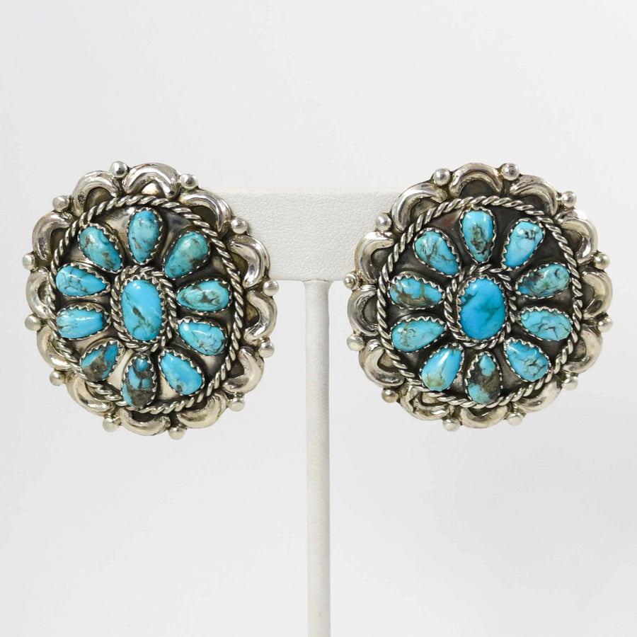 Kingman Turquoise Earrings by Fannie Begay - Garland's