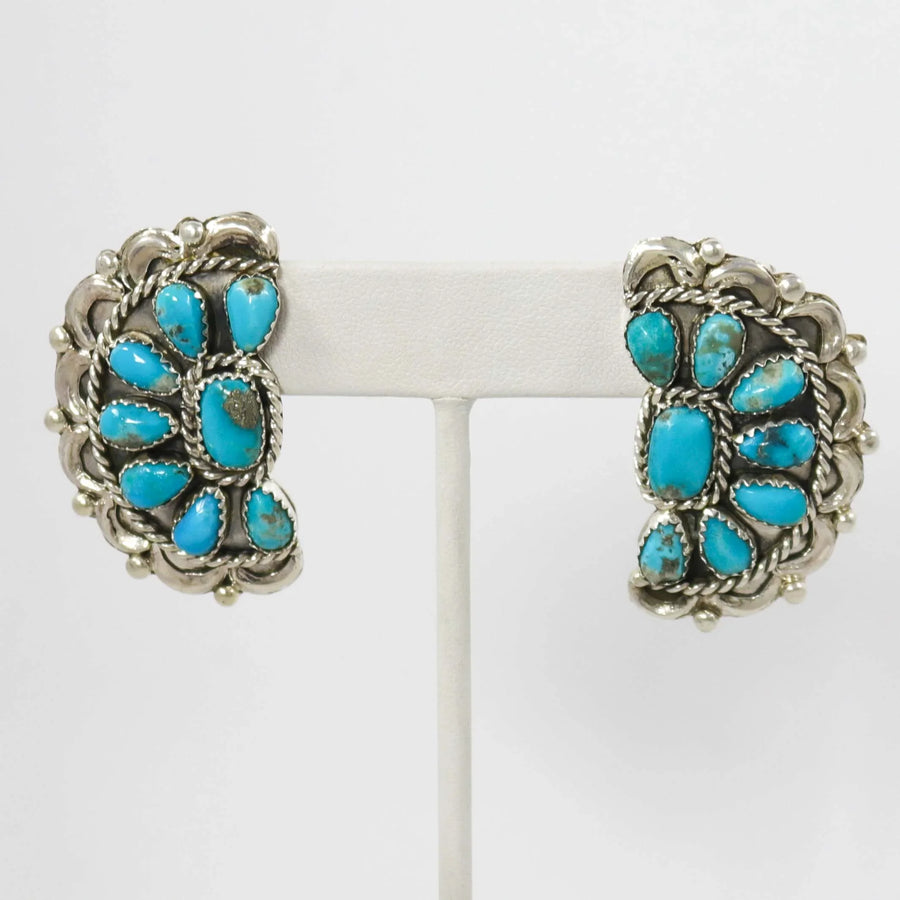 Kingman Turquoise Earrings by Fannie Begay - Garland's