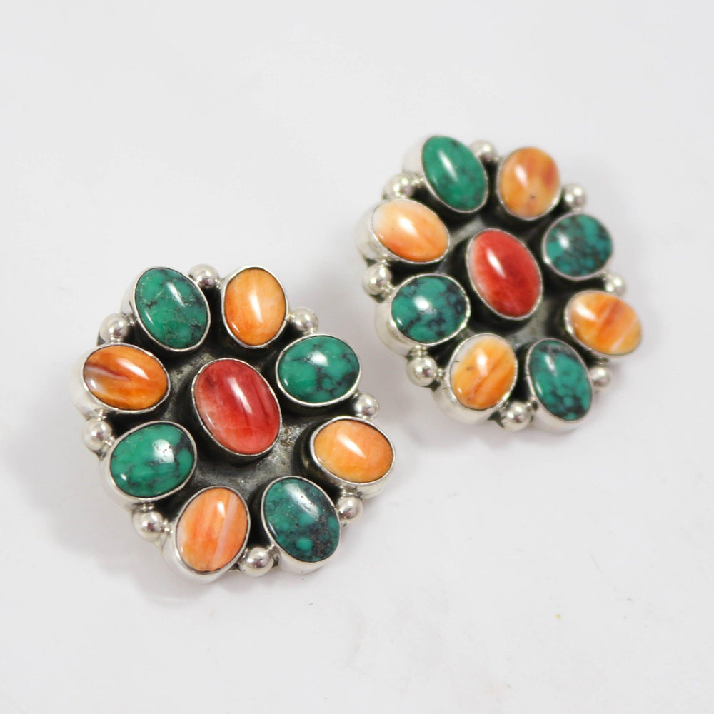 Turquoise and Spiny Earrings by J.B. Platero - Garland's