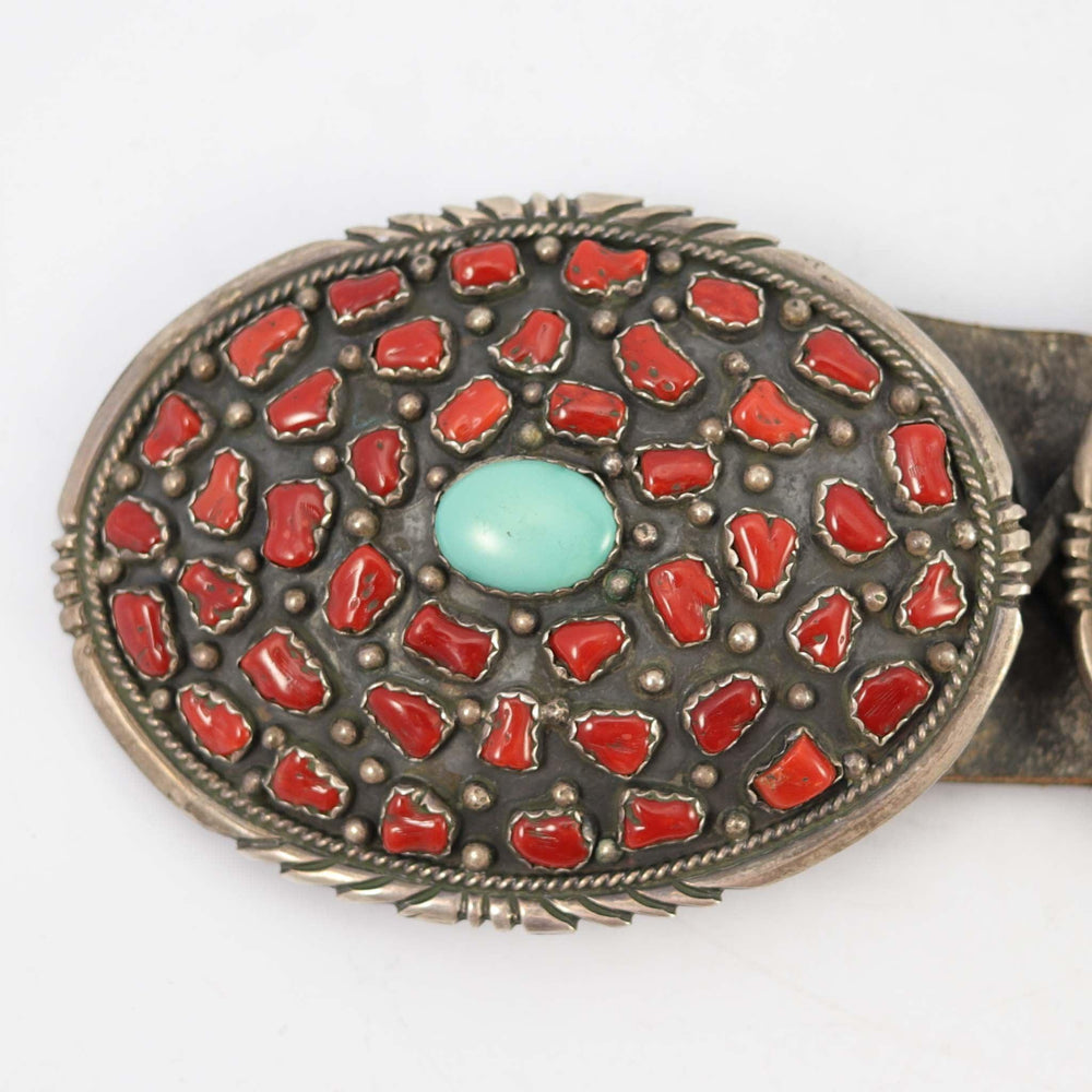 1950s Coral and Turquoise Concha Belt by Vintage Collection - Garland's