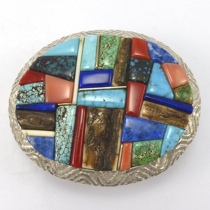 Cobbled Inlay Buckle by Alvin Yellowhorse - Garland's