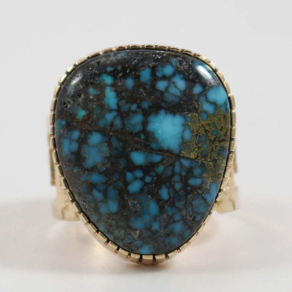 Gold Candelaria Turquoise Ring by Dina Huntinghorse - Garland's