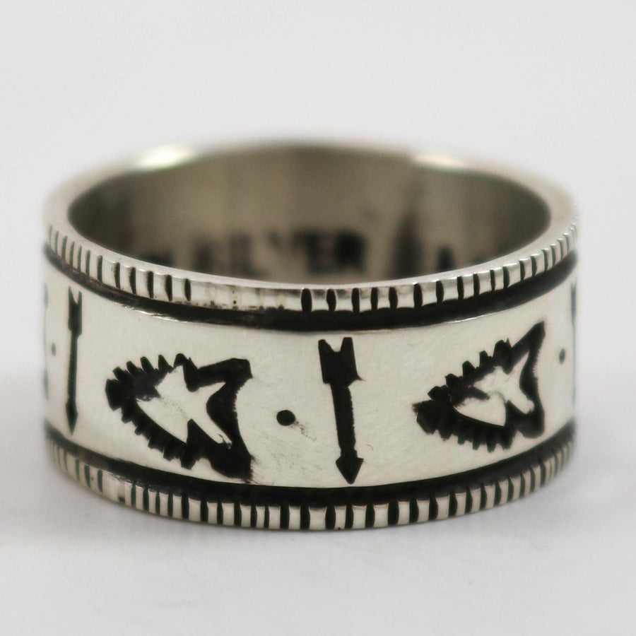 Stamped Coin Silver Ring by Arland Ben - Garland's